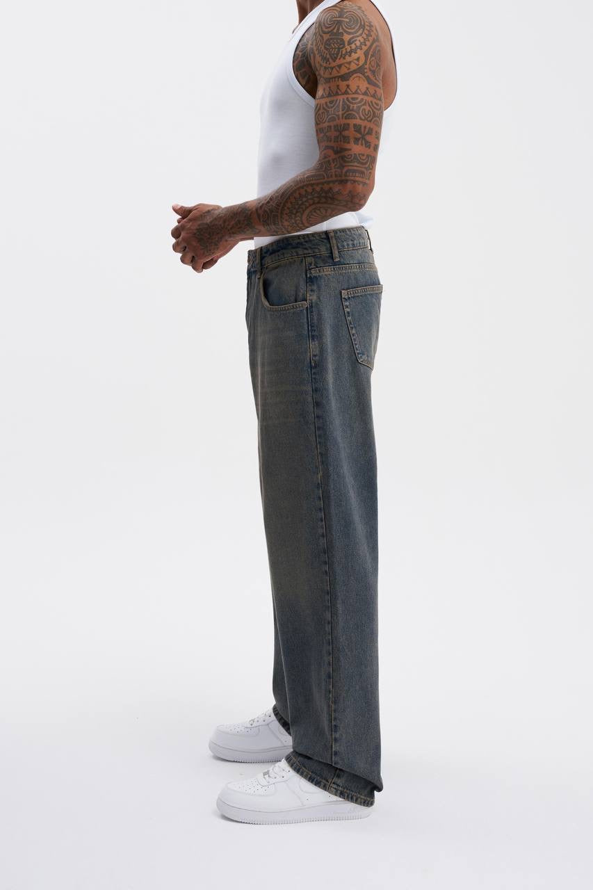 Machinist Men’s Oversized-Effect Baggy Dark Blue Jeans