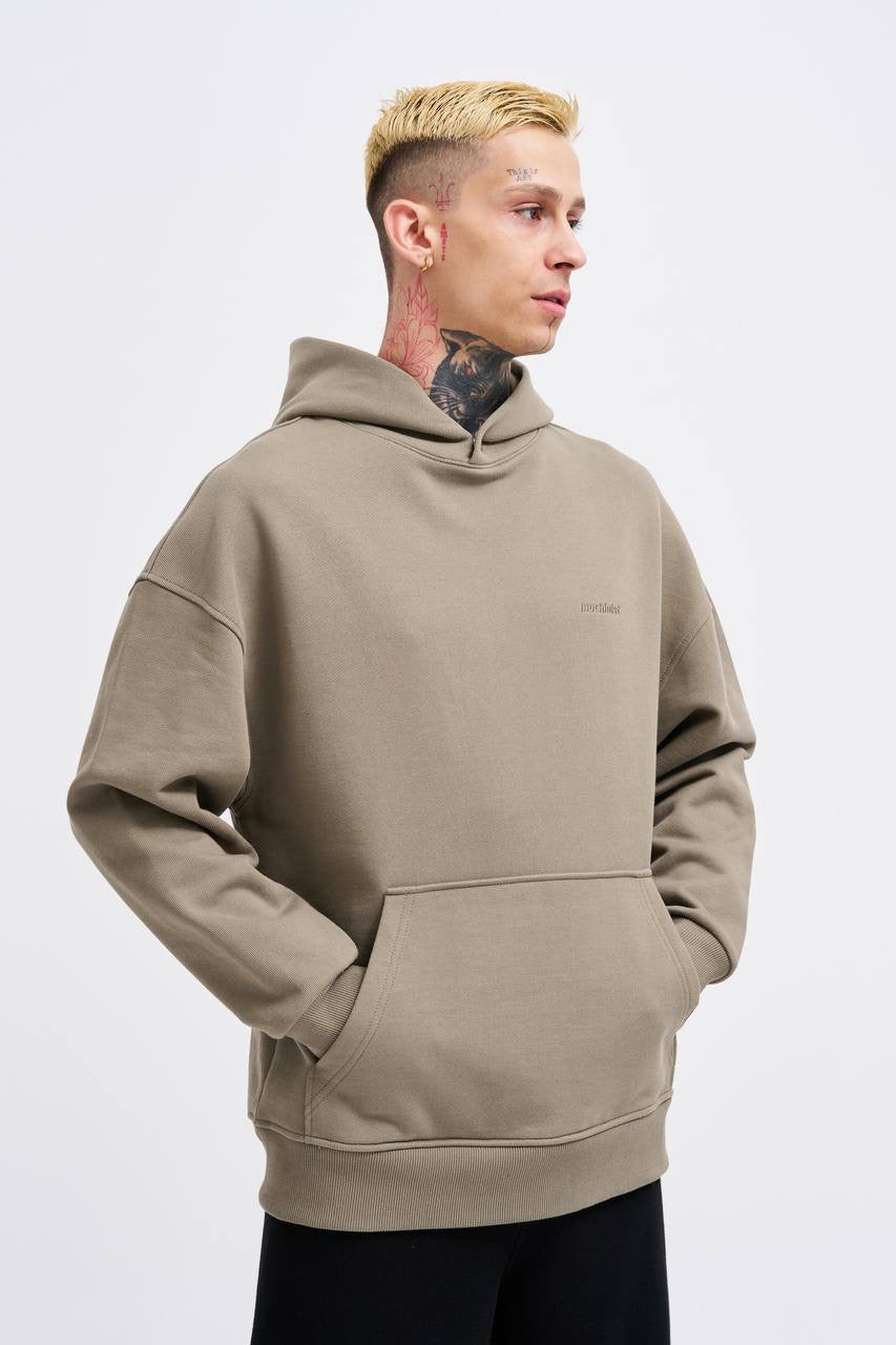 Khaki Diagonal Knit Oversized Hoodie