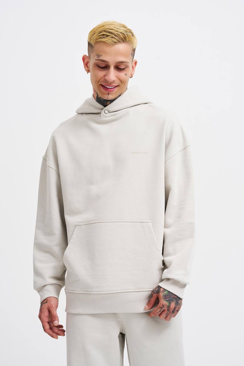 Men's Basic Diagonal Hoodie – Soft Beige