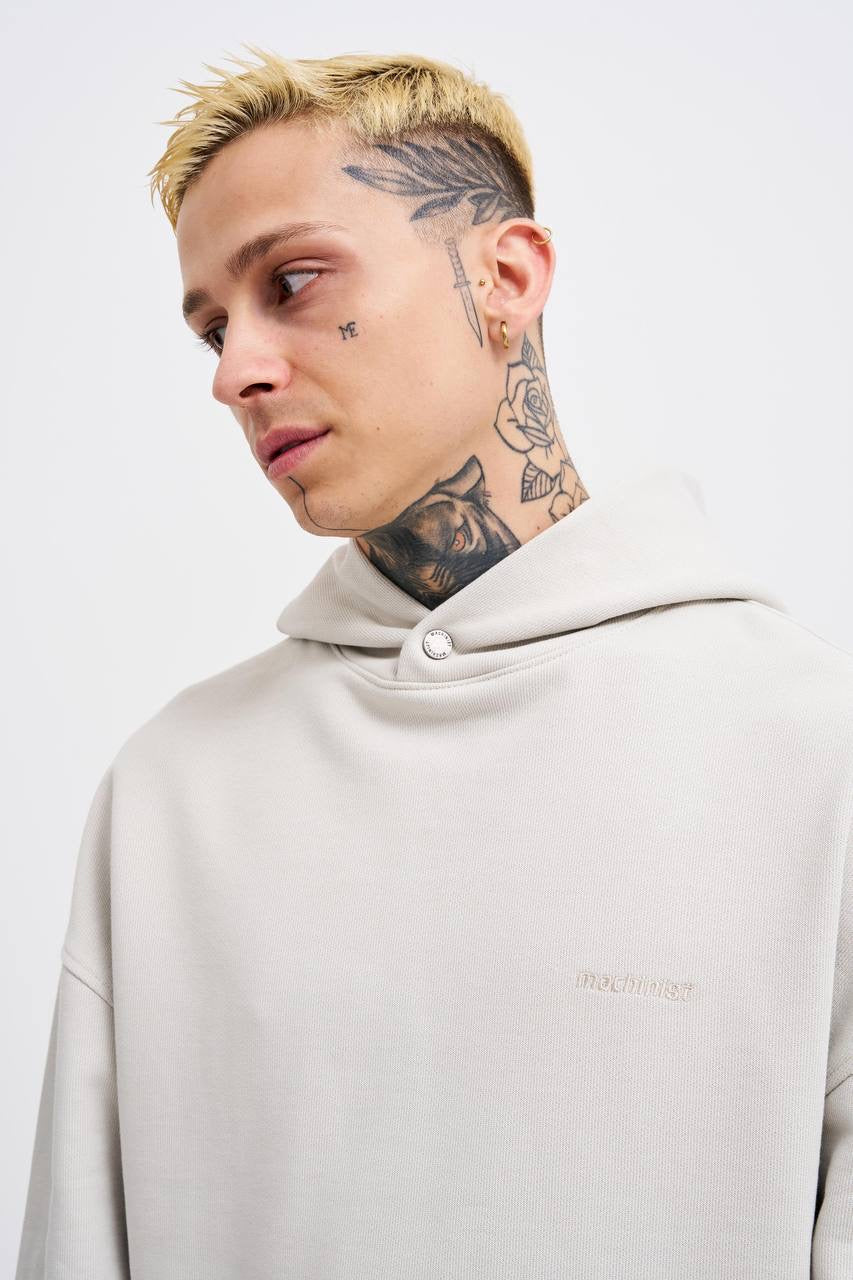 Men's Basic Diagonal Hoodie – Soft Beige