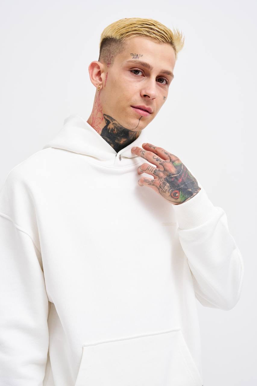 Men's Basic Diagonal Hoodie – Ecru