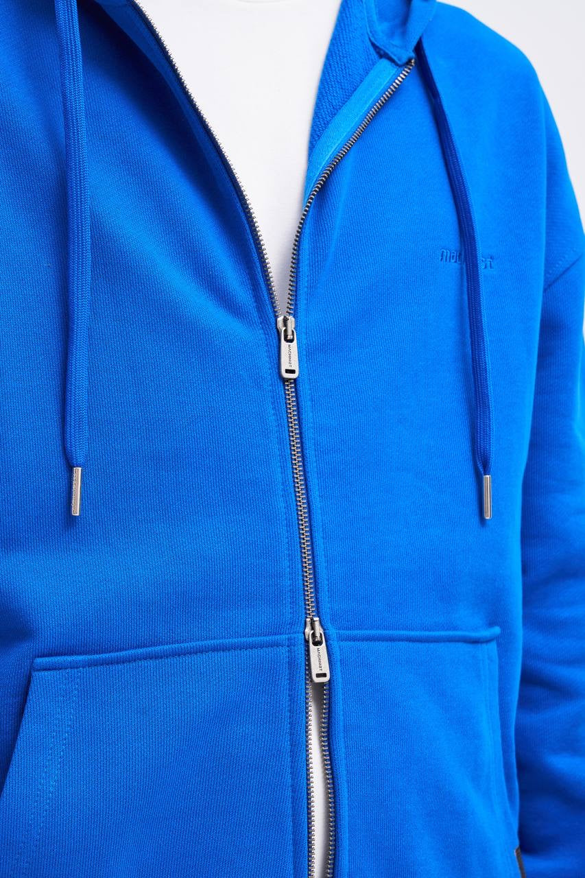 Machinist Men's Basic Diagonal Zip Hoodie – Soft Blue