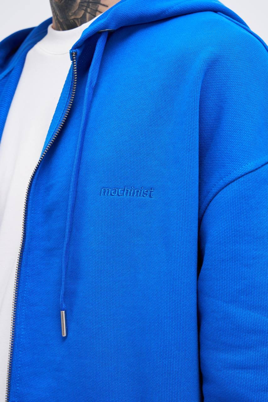 Machinist Men's Basic Diagonal Zip Hoodie – Soft Blue