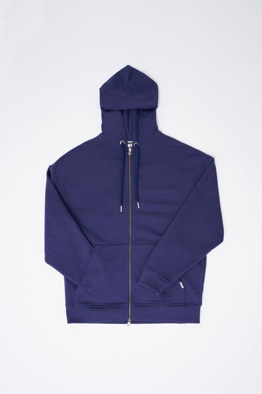 Machinist Men’s Basic Diagonal Zip Hoodie – Lacivert (Navy Blue)