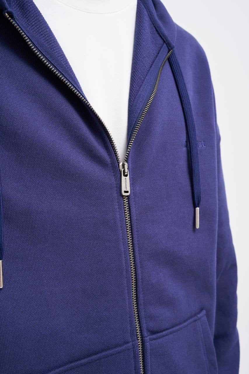 Machinist Men’s Basic Diagonal Zip Hoodie – Lacivert (Navy Blue)