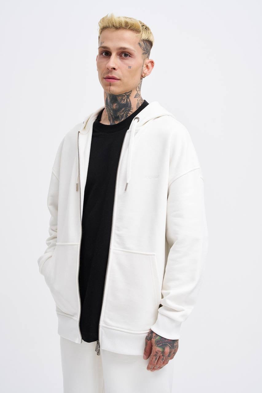 Machinist Men's Basic Diagonal Zip Hoodie – Soft Blue