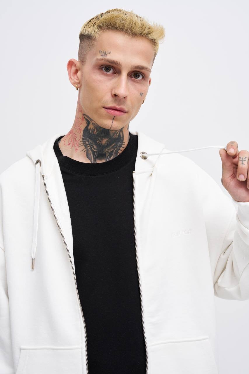 Machinist Men's Basic Diagonal Zip Hoodie – Soft Blue