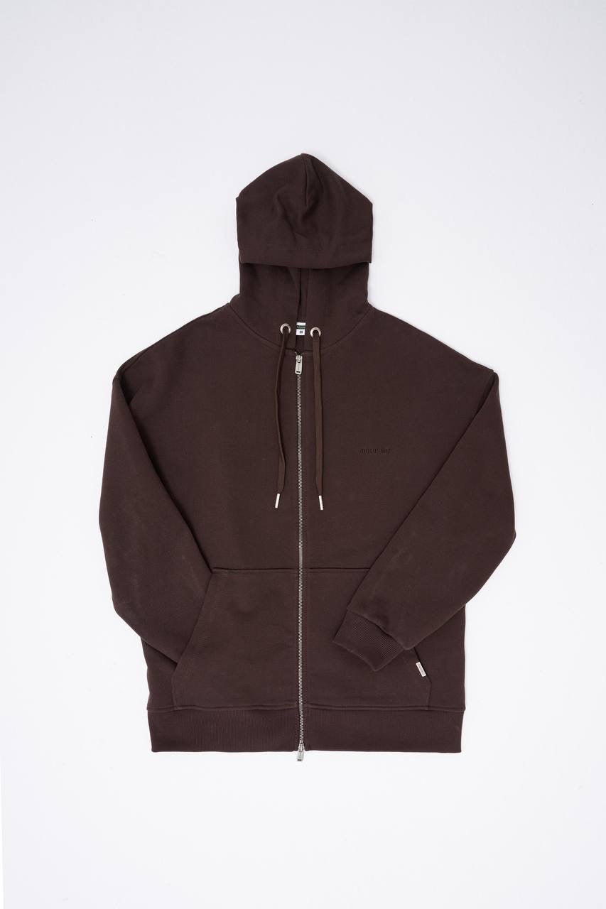 Machinist Men's Basic Diagonal Zip Hoodie – Dark Coffee