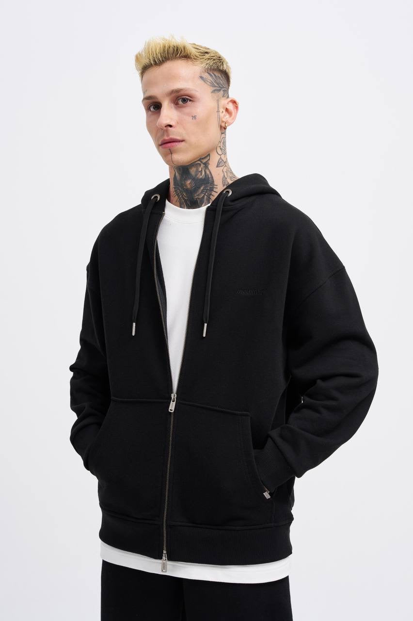 Oversized Shoulder Streetwear Zip Hoodie