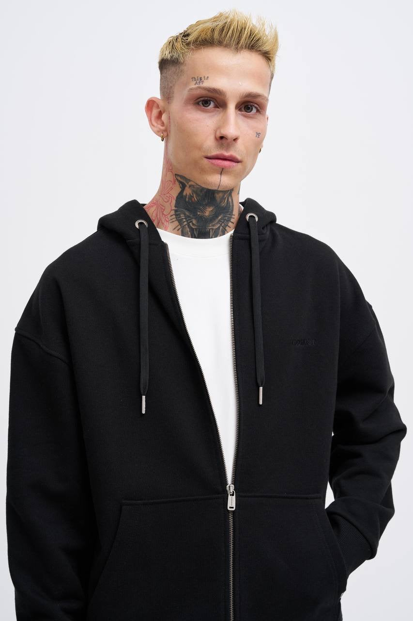 Oversized Shoulder Streetwear Zip Hoodie