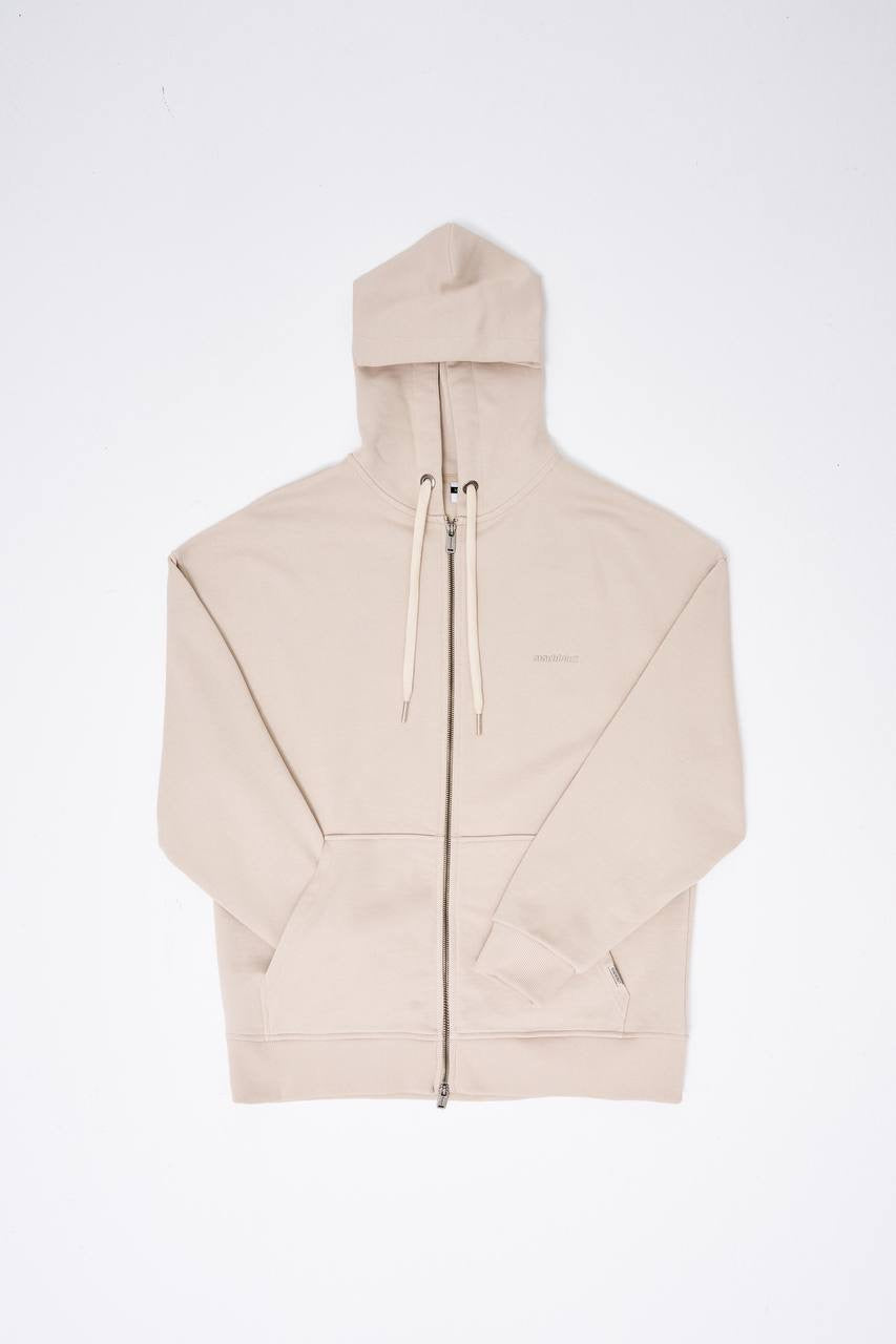 Machinist Men's Basic Diagonal Zip Hoodie – Soft Beige