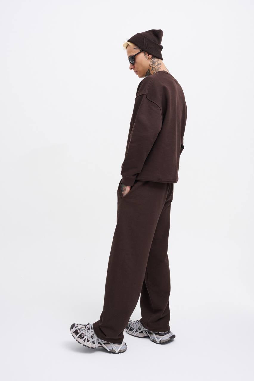 Machinist Men's Basic Diagonal Baggy Brown Sweatpants