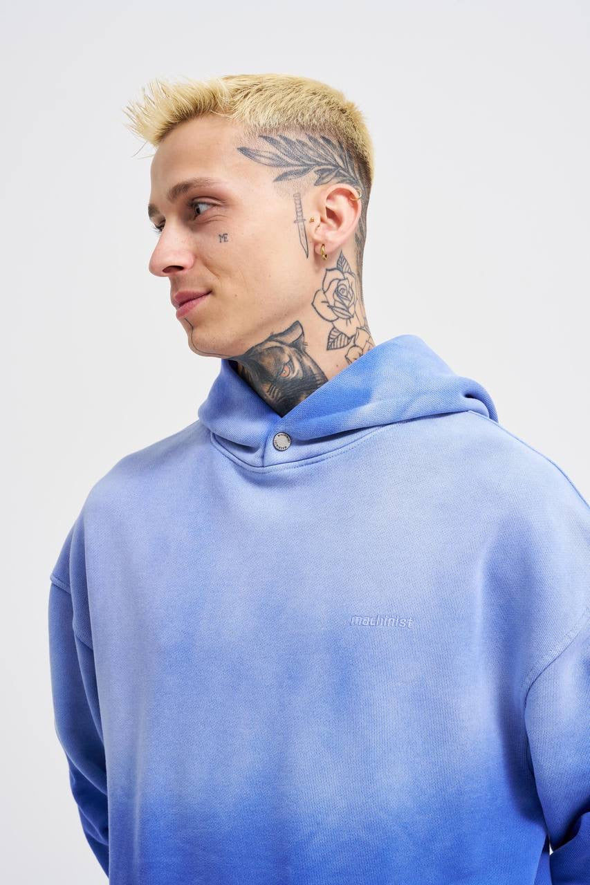 Machinist Men's Gradient Washed Sax Blue Hoodie