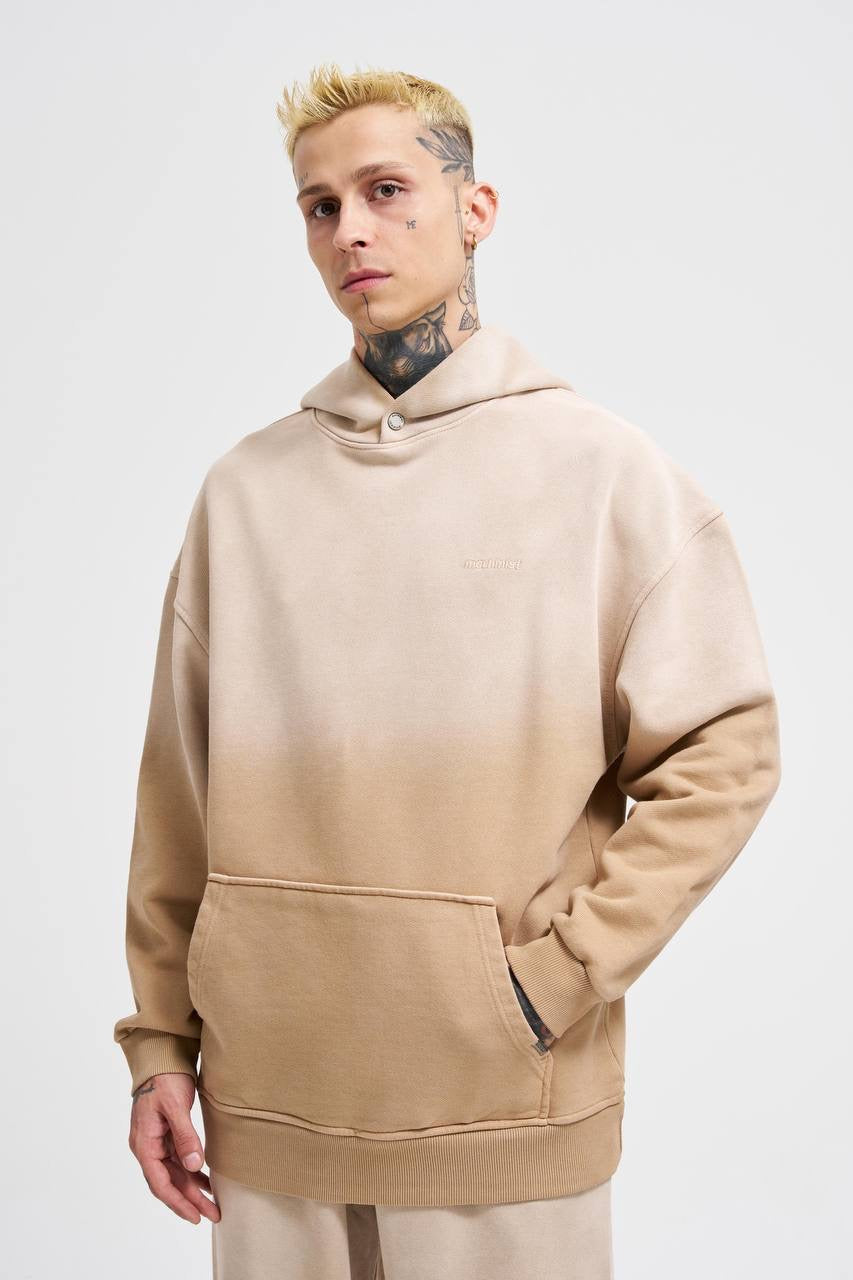 Machinist Men's Gradient Washed Beige Hoodie