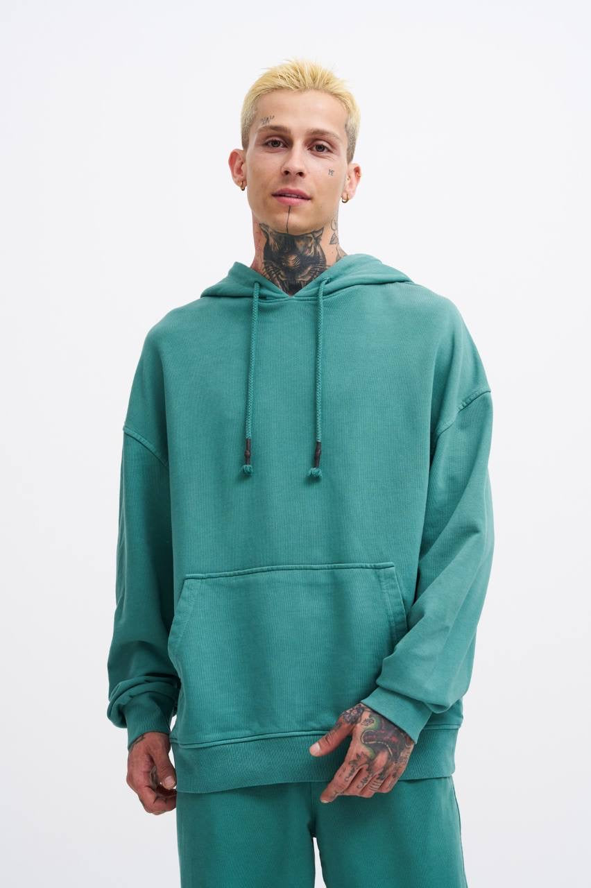 Machinist Basic Solid Hooded Oversize Washed Sweatshirt