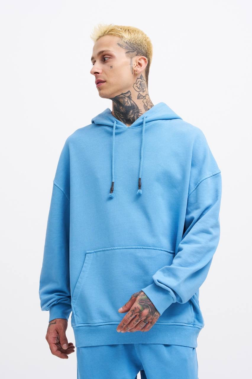 Machinist Basic Solid Hooded Oversize Washed Sweatshirt