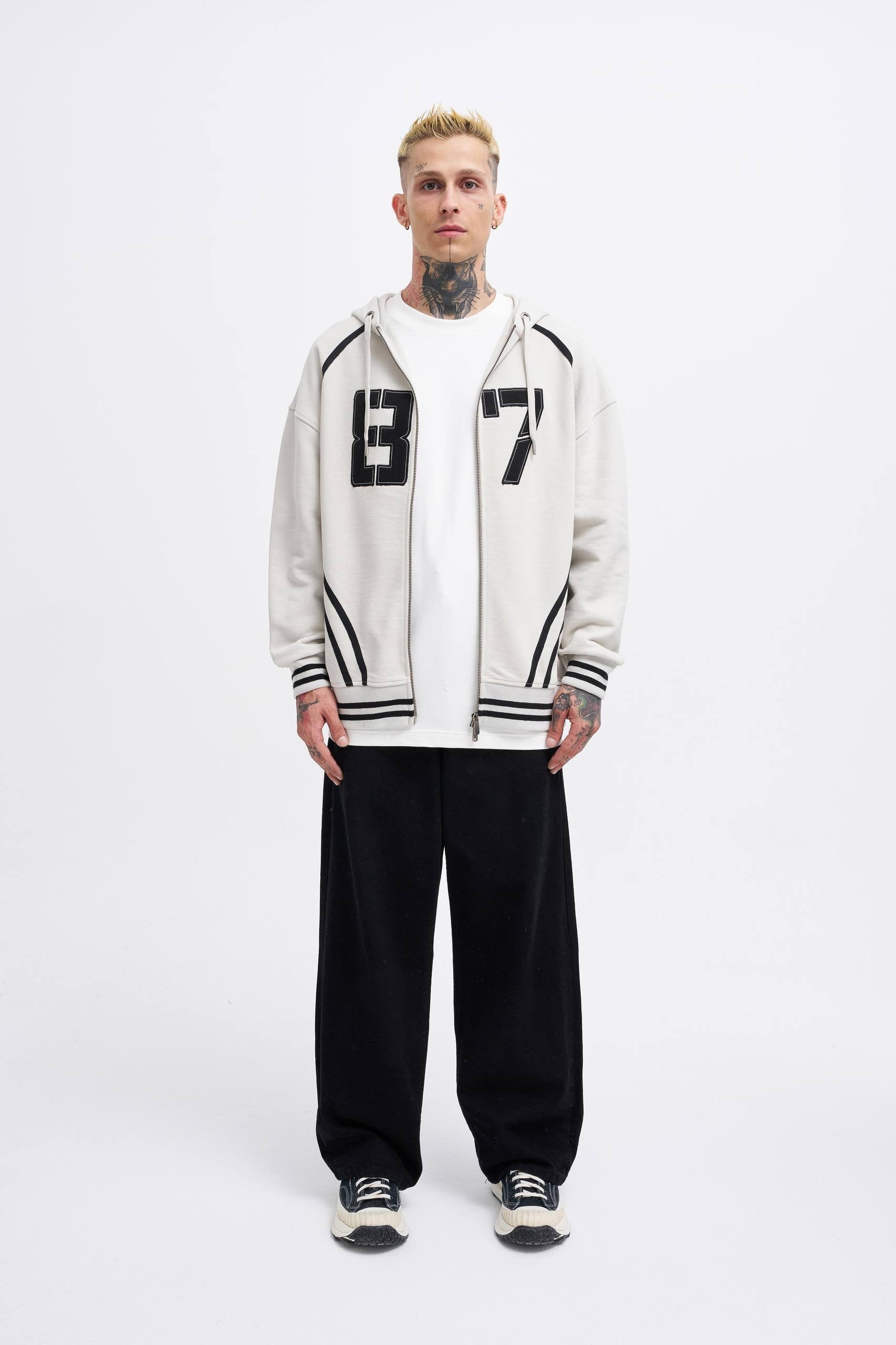 Machinist Men’s Aplique Black Zip Jacket