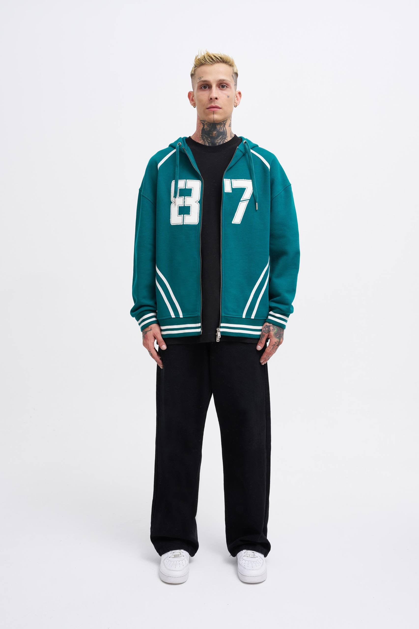 Machinist Men’s Aplique Black Zip Jacket