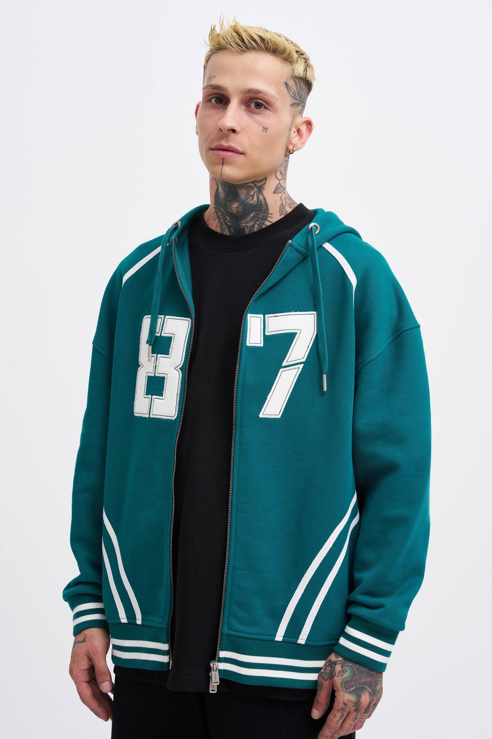 Machinist Men’s Aplique Black Zip Jacket