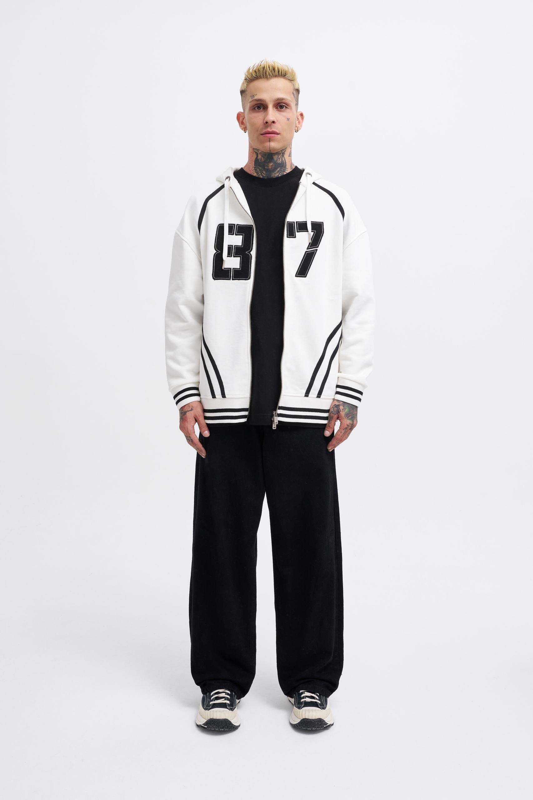 Machinist Men’s Aplique Black Zip Jacket