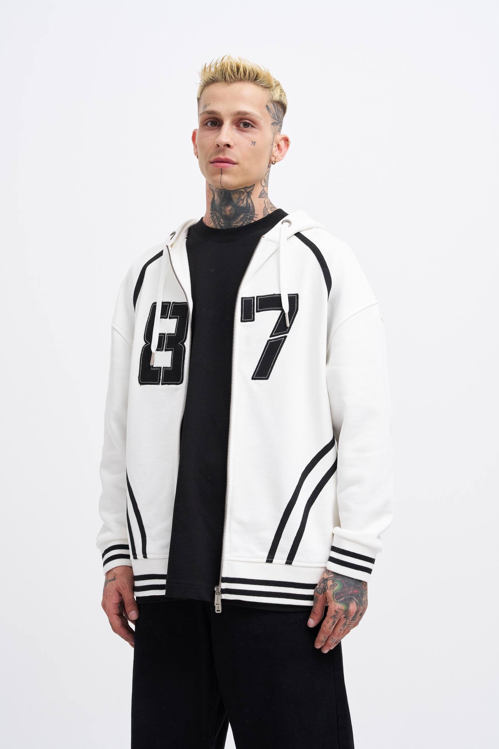 Machinist Men’s Aplique Black Zip Jacket