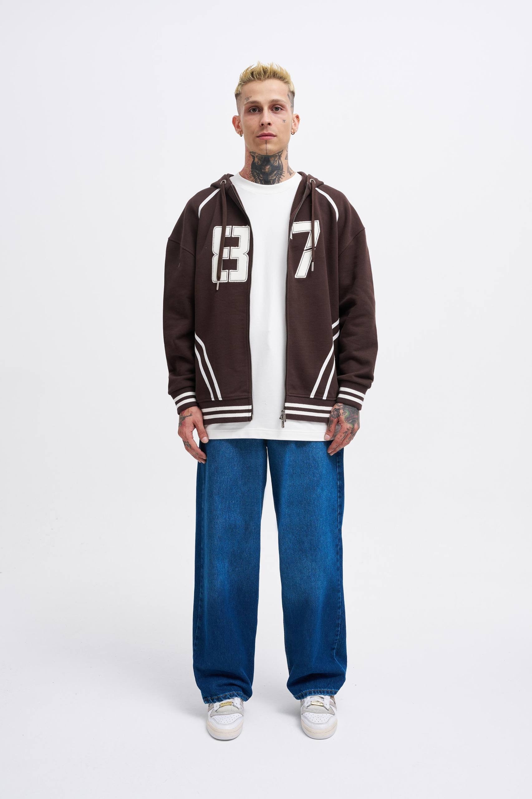 Machinist Men’s Aplique Black Zip Jacket