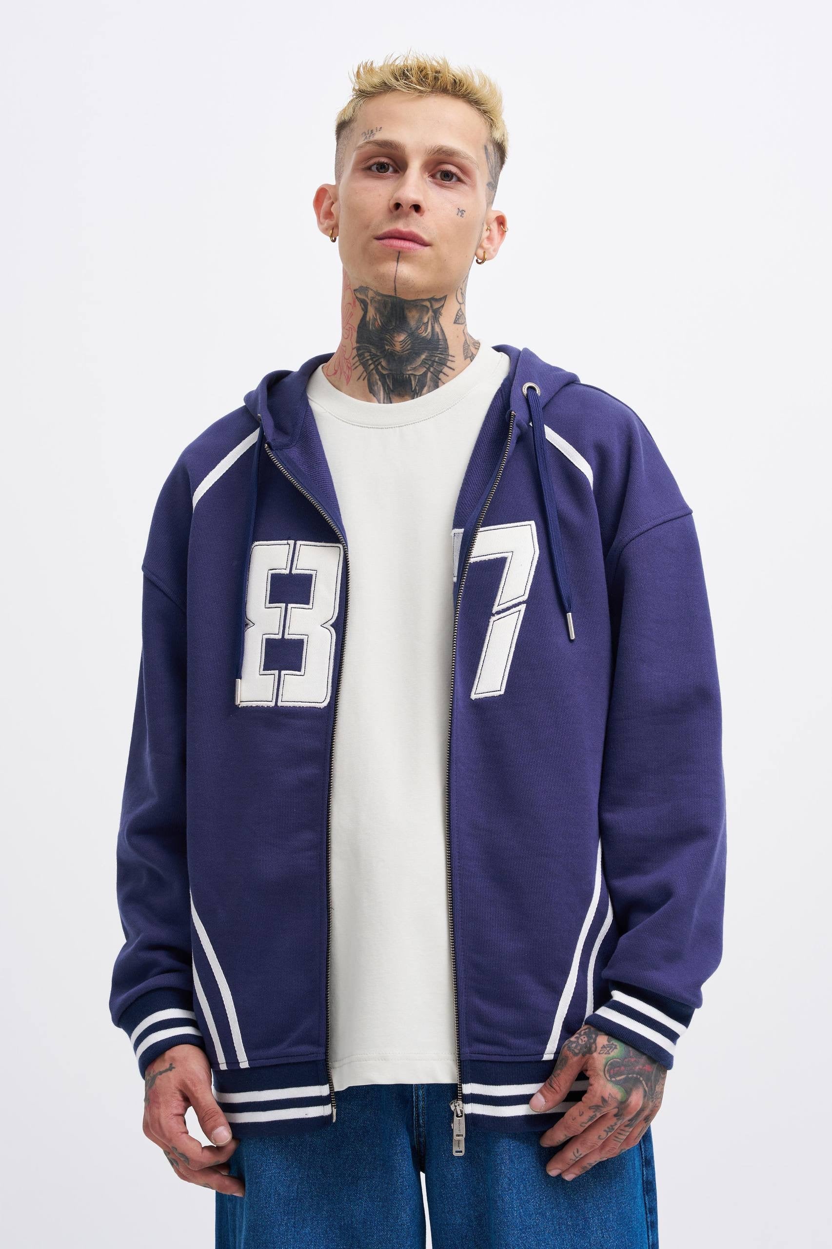 Machinist Men’s Aplique Black Zip Jacket