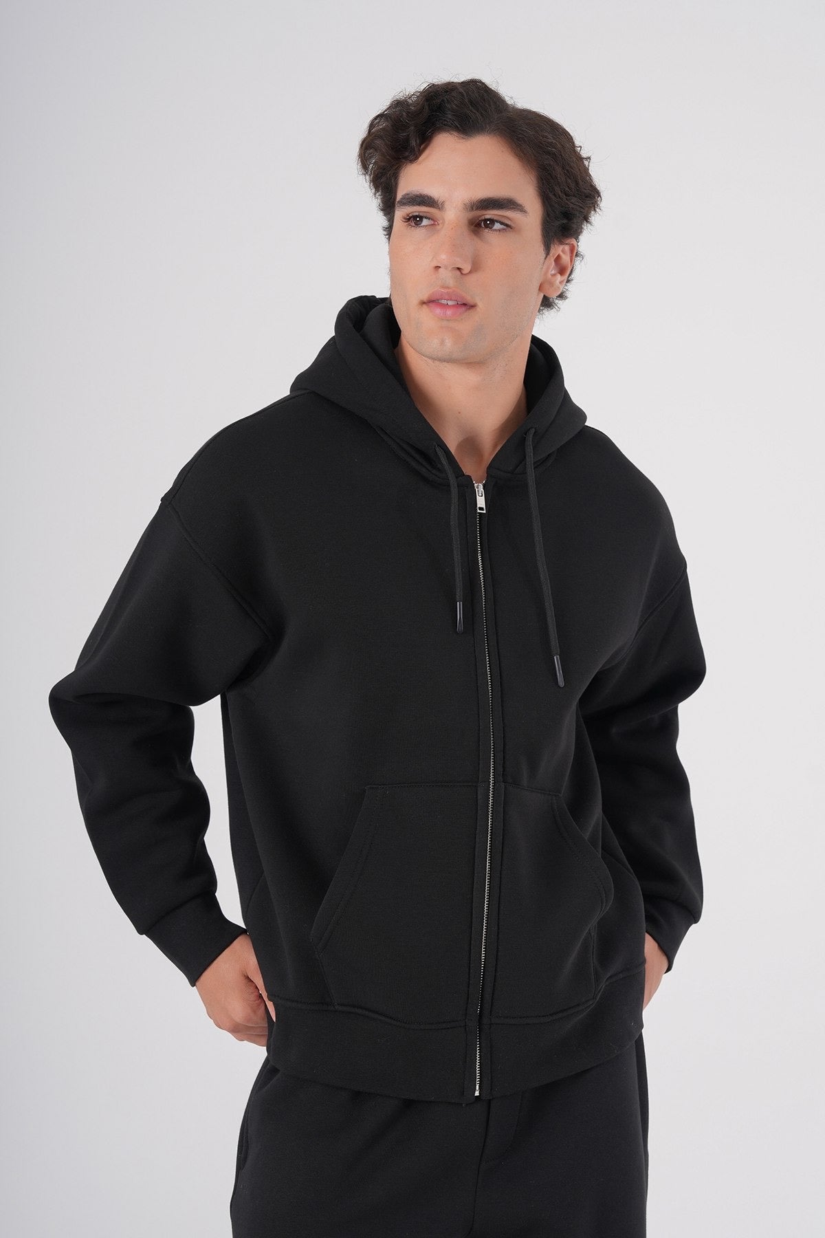 Black Zip-Up Hoodie – Unisex Essential Streetwear Sweatshirt