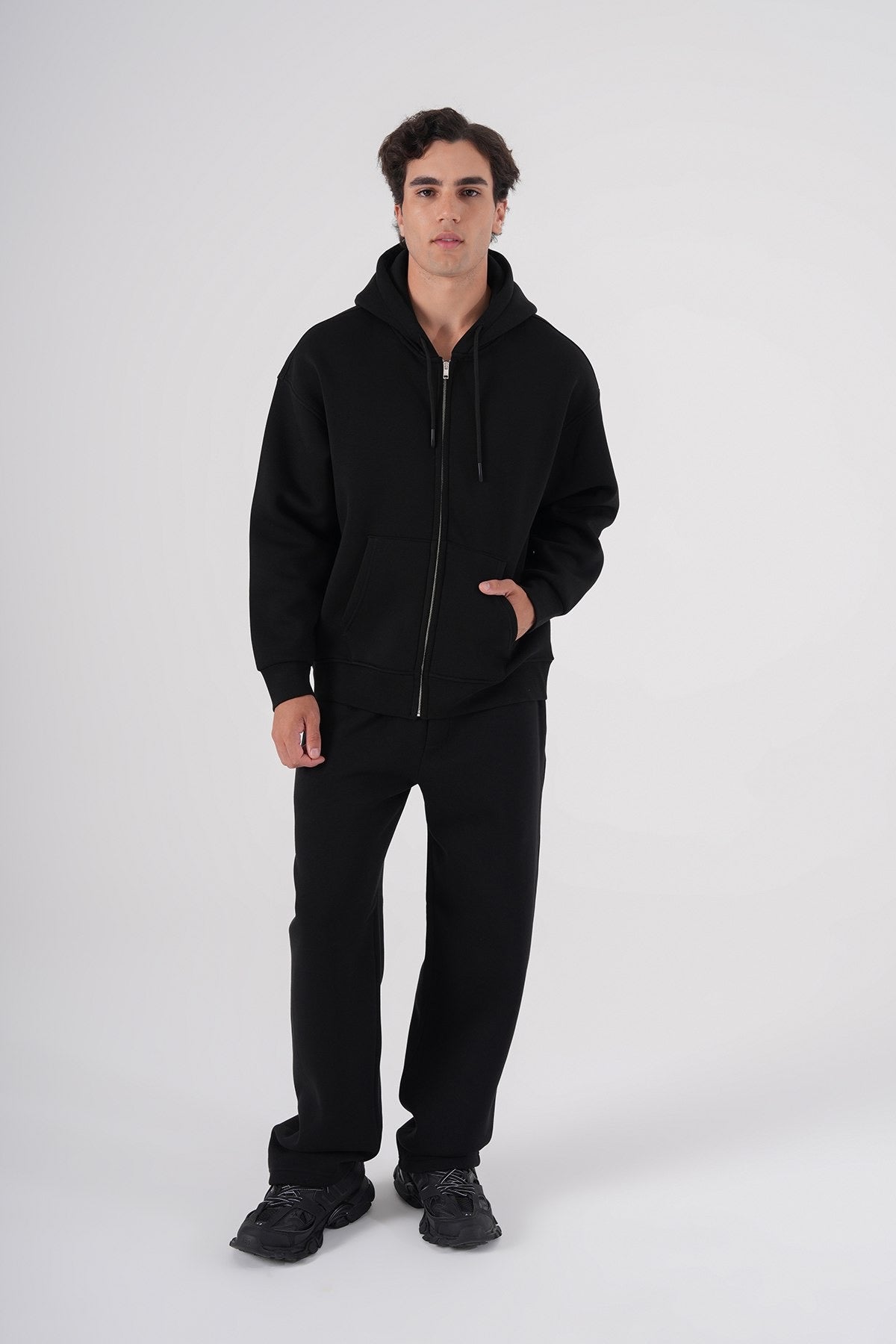 Black Zip-Up Hoodie – Unisex Essential Streetwear Sweatshirt
