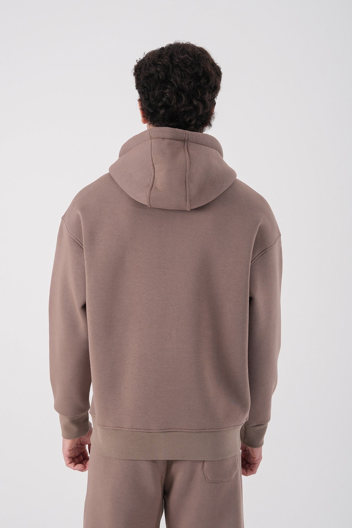 Mocha Brown Zip-Up Hoodie – Unisex Neutral Streetwear Sweatshirt