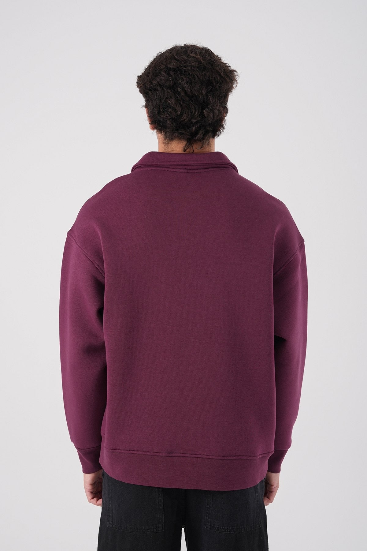 Maroon Half-Zip Sweatshirt – Unisex Streetwear Pullover