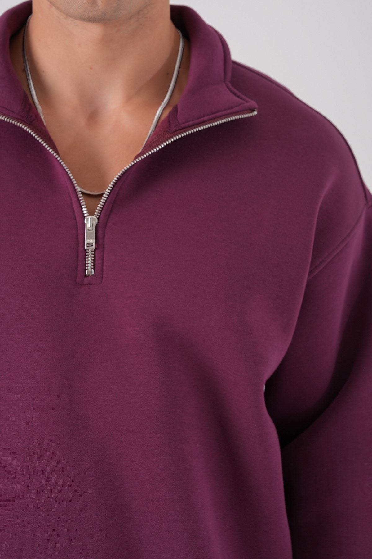 Maroon Half-Zip Sweatshirt – Unisex Streetwear Pullover