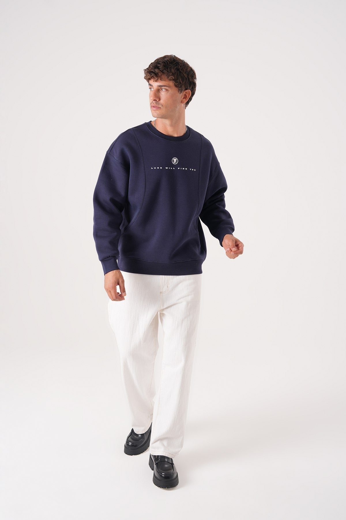 Navy Blue Angel Graphic Sweatshirt – Oversized Streetwear Pullover