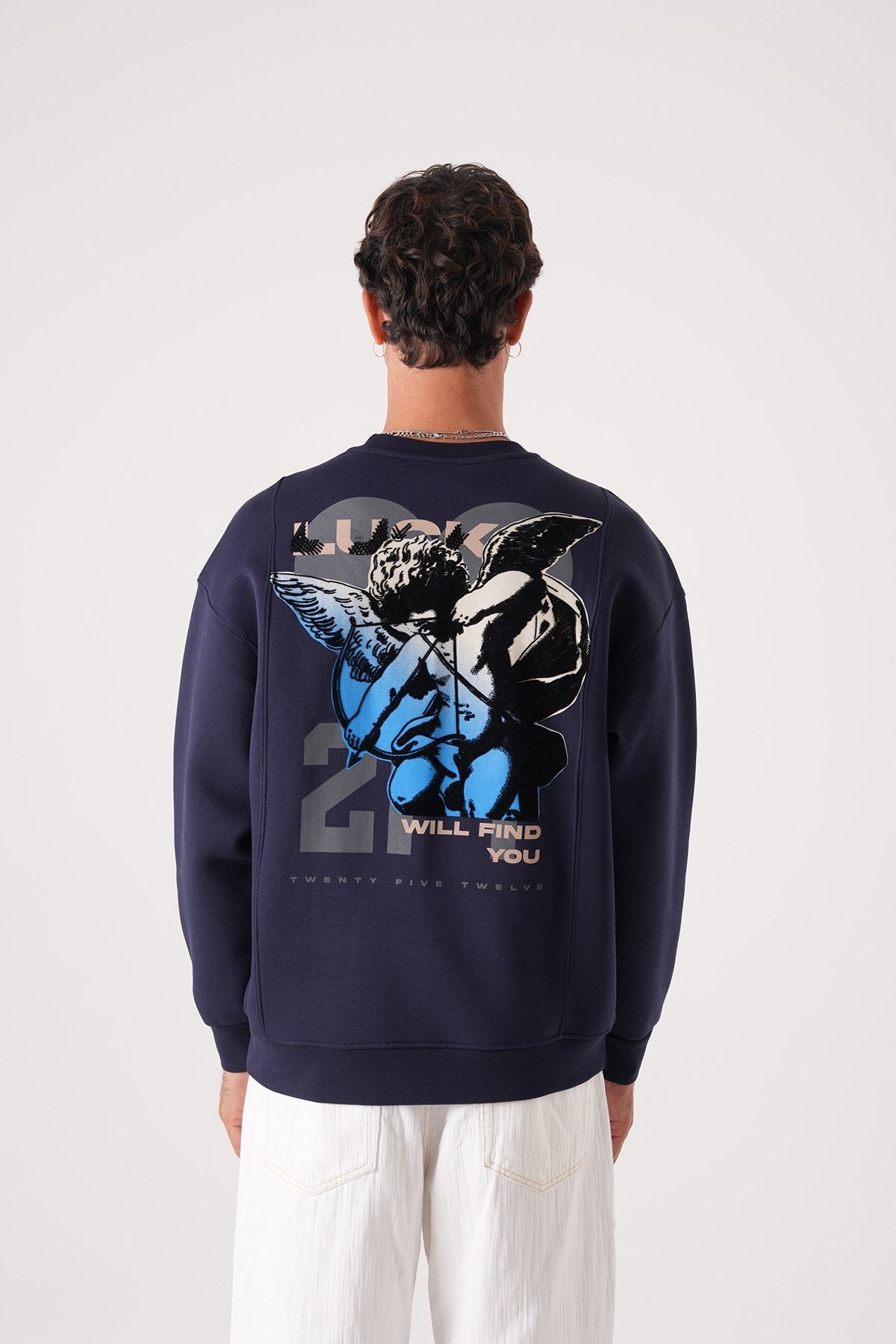 Navy Blue Angel Graphic Sweatshirt – Oversized Streetwear Pullover