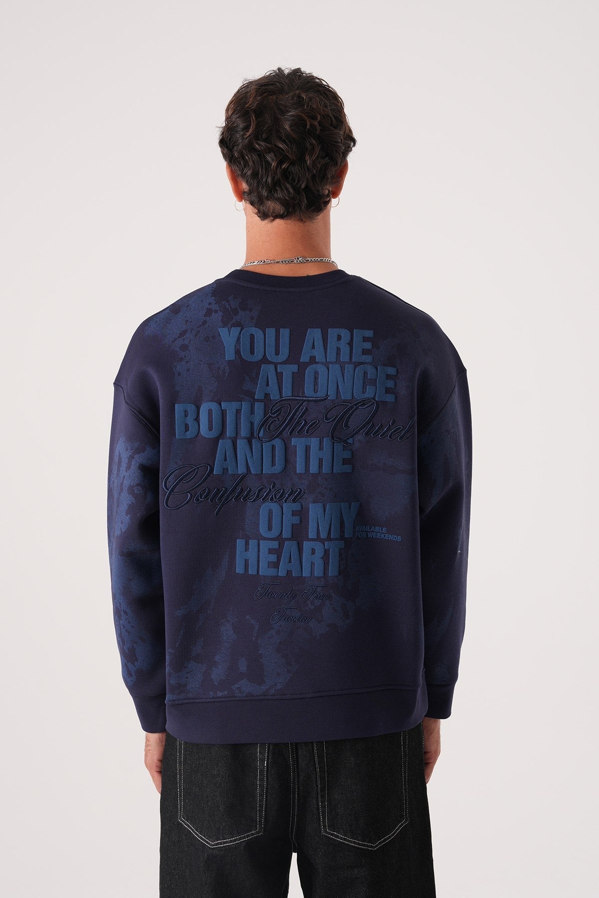 Navy Blue Tie-Dye Sweatshirt – Streetwear Crewneck Pullover