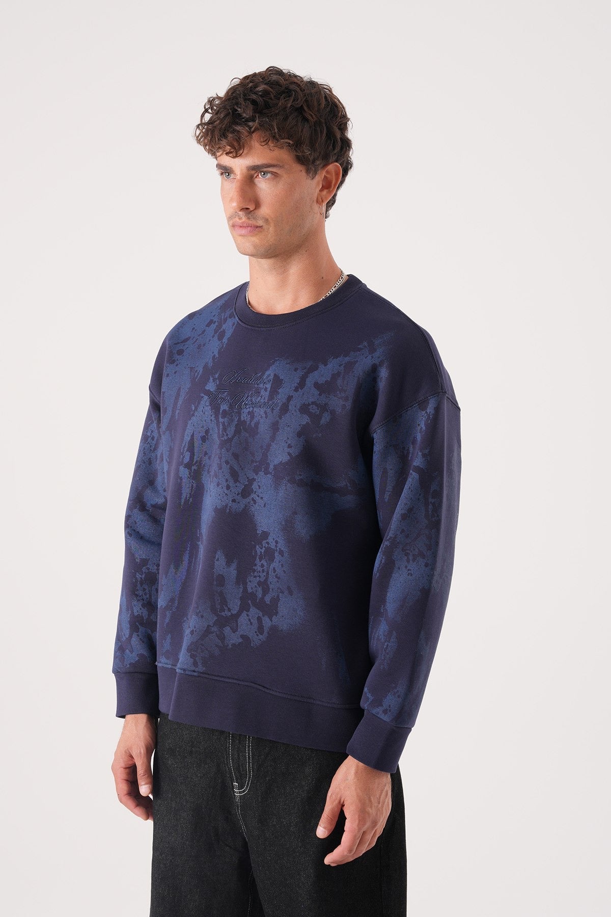 Navy Blue Tie-Dye Sweatshirt – Streetwear Crewneck Pullover