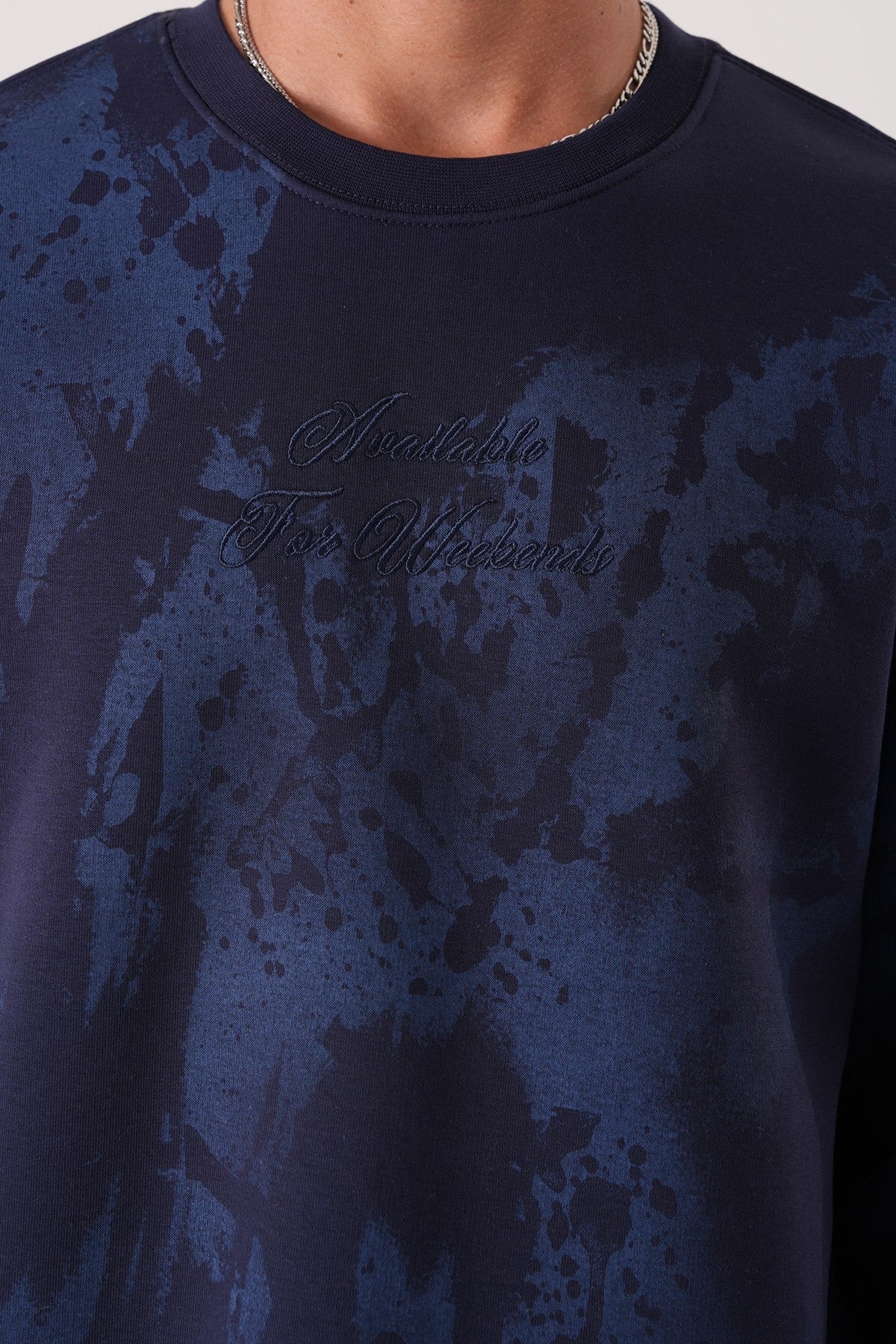 Navy Blue Tie-Dye Sweatshirt – Streetwear Crewneck Pullover