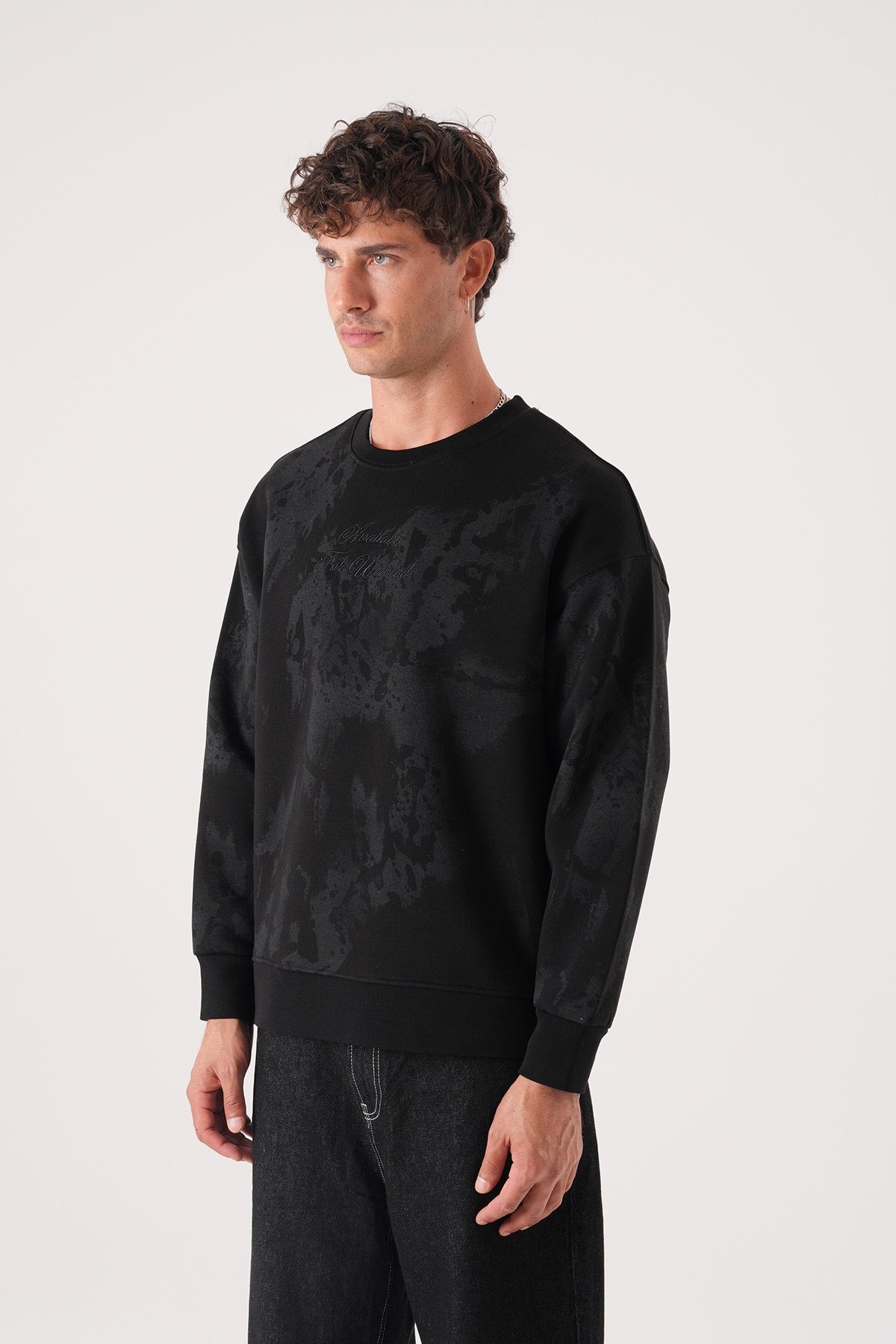 Black Tie-Dye Sweatshirt – Oversized Streetwear Crewneck