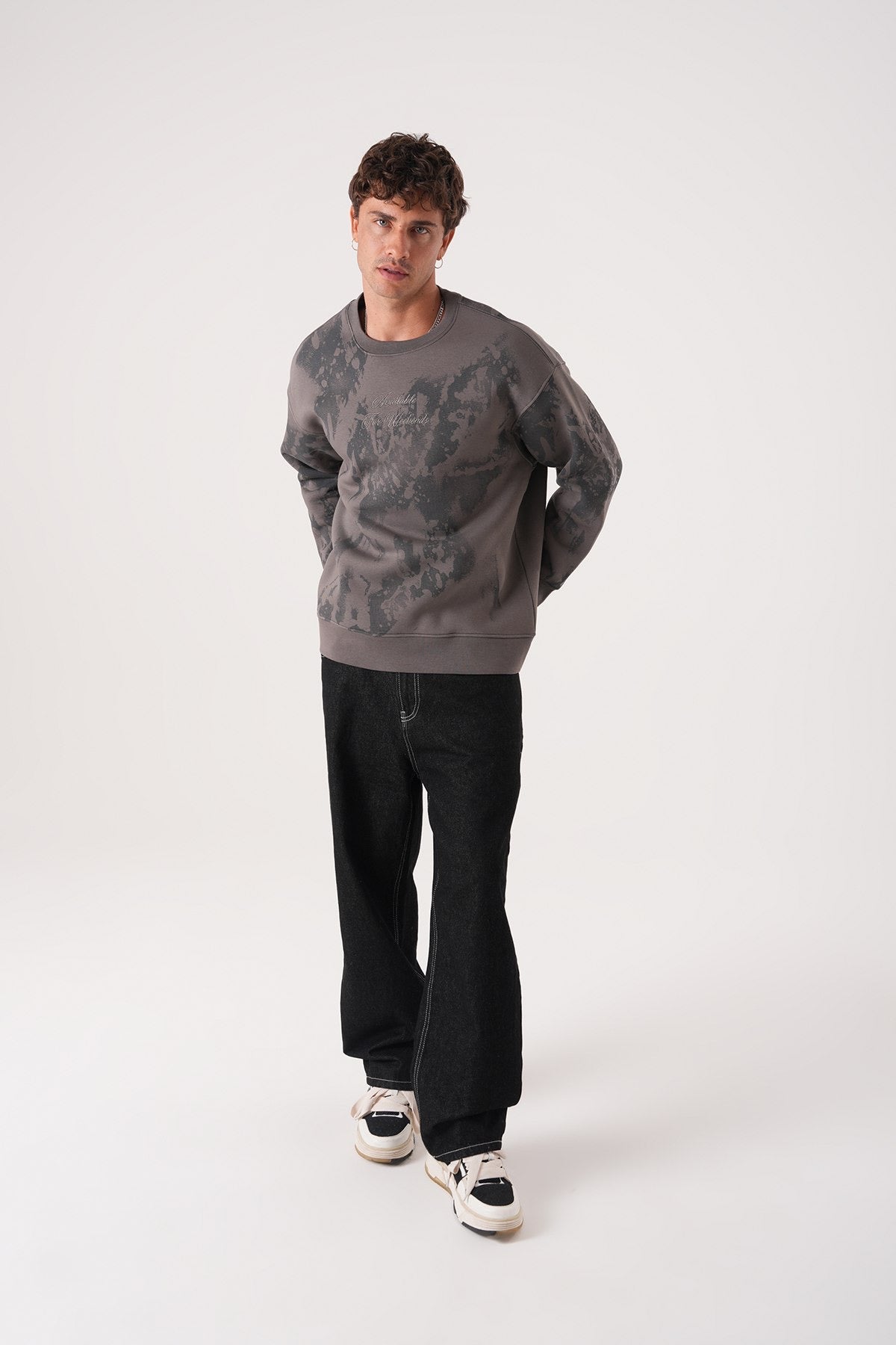 Grey Tie-Dye Sweatshirt – Oversized Casual Streetwear