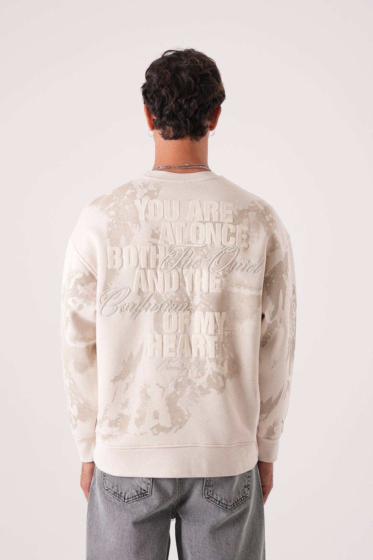 Beige Tie-Dye Sweatshirt – Oversized Streetwear Pullover