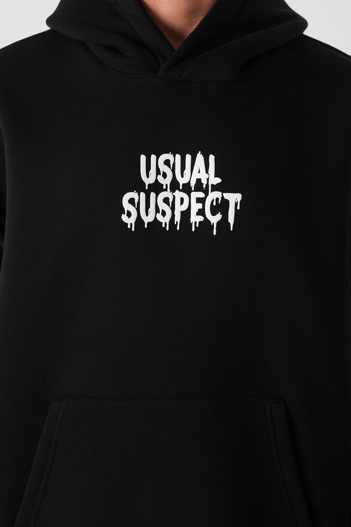 Men’s Black Hoodie – “Usual Suspect” Graphic Pullover Sweatshirt