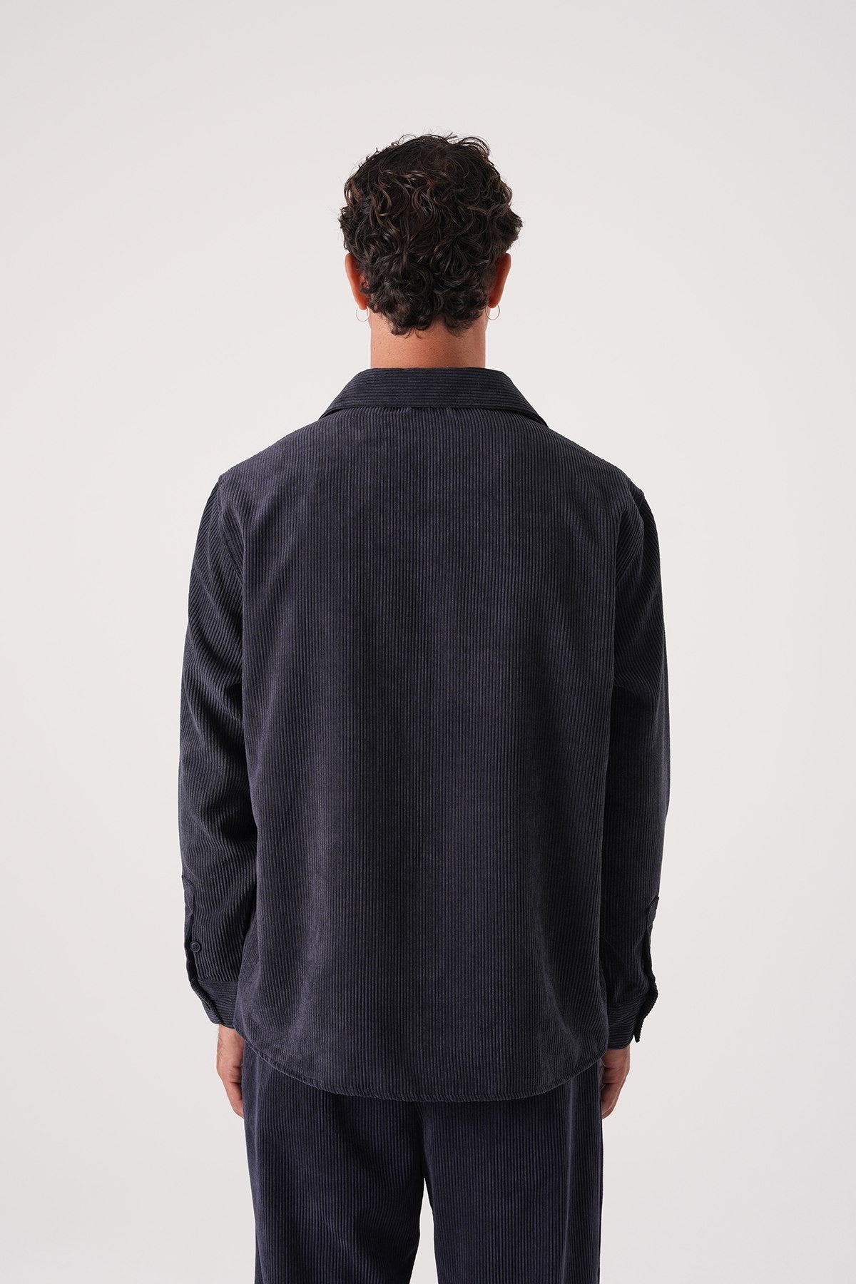 Men’s Black Corduroy Shirt – Long Sleeve Button-Up Casual Shirt