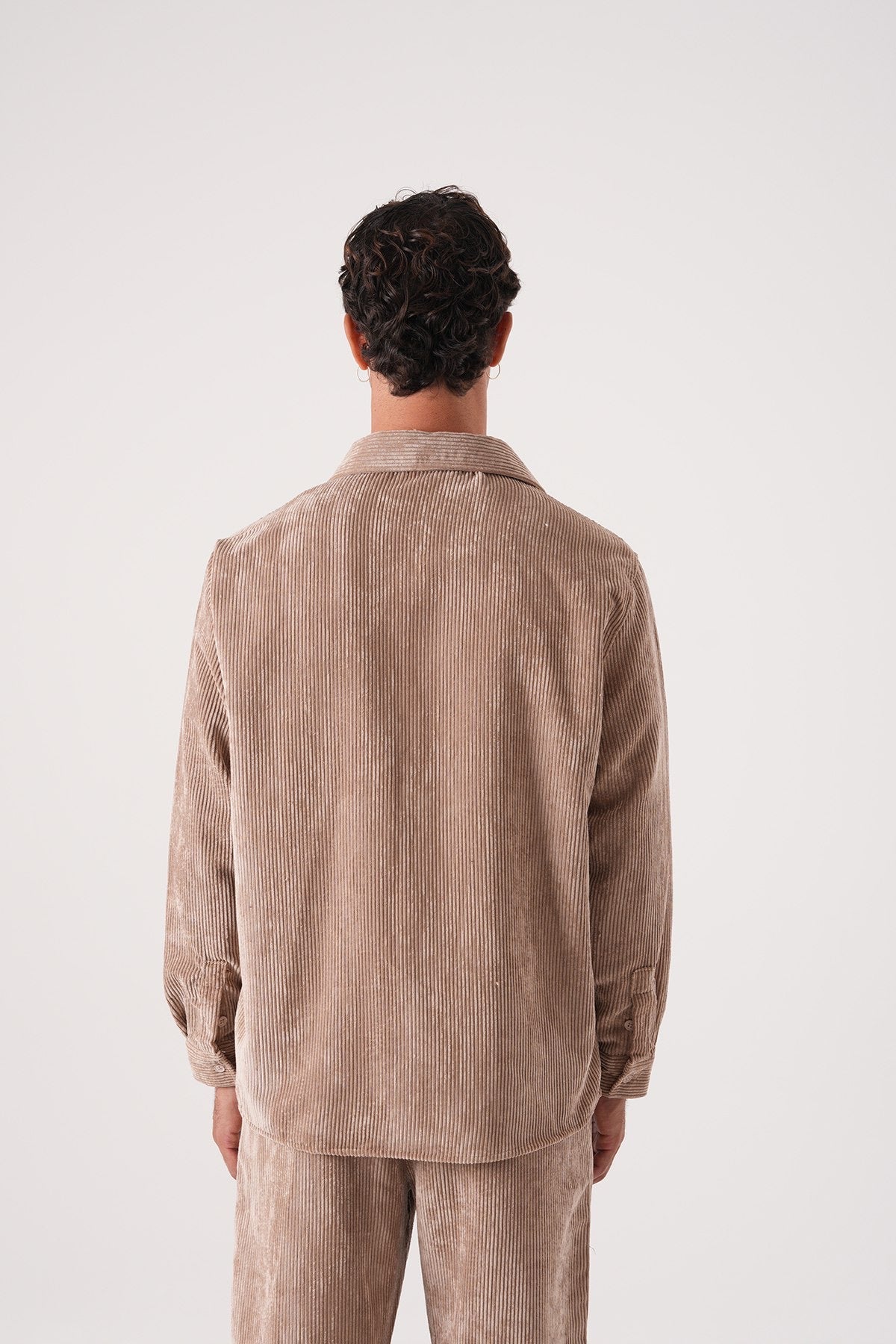 Men’s Brown Corduroy Shirt – Long Sleeve Button-Up Casual Shirt