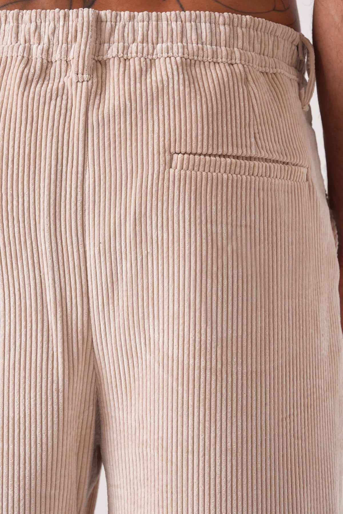 Men’s Beige Corduroy Pants – Relaxed Fit Straight Leg Trousers