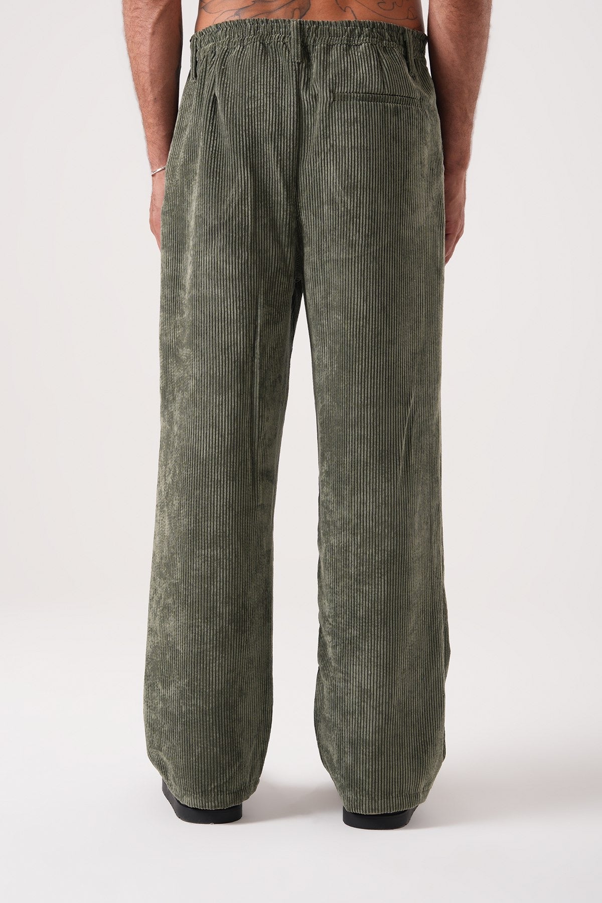 Men’s Olive Green Corduroy Pants – Relaxed Fit Straight Leg Trousers
