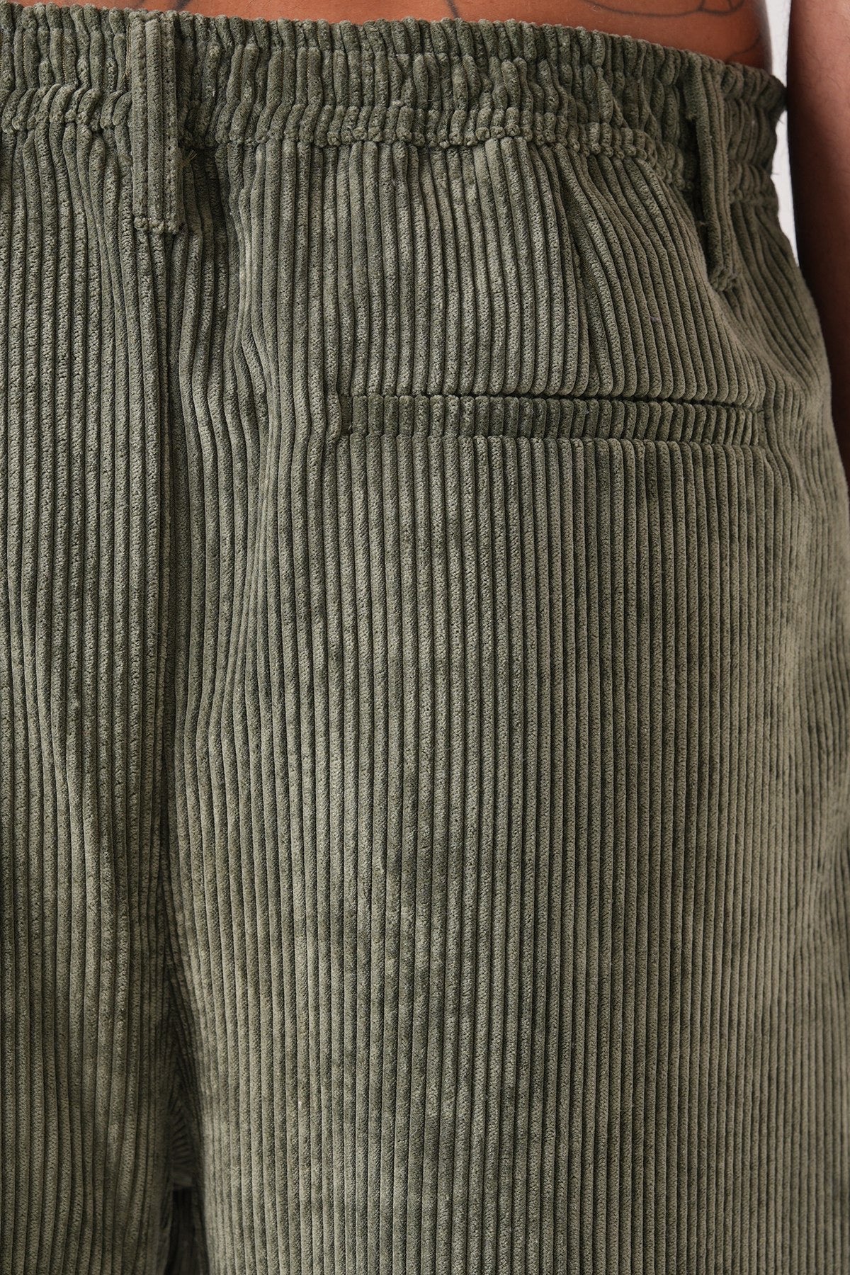 Men’s Olive Green Corduroy Pants – Relaxed Fit Straight Leg Trousers