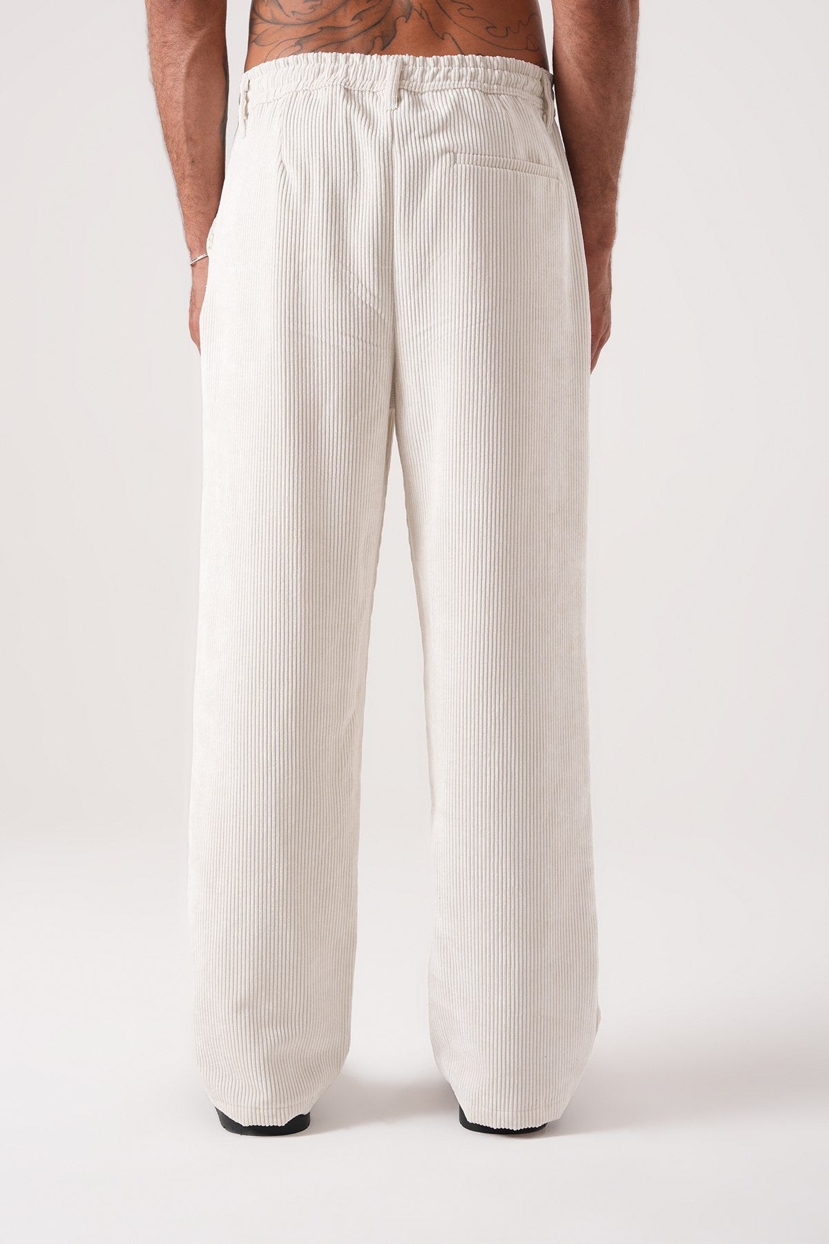 Men’s White Corduroy Pants – Relaxed Fit Straight-Leg Classic Trousers