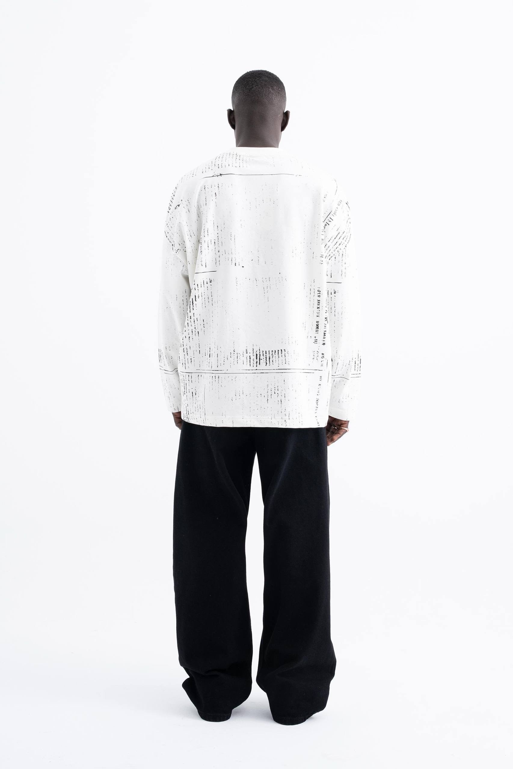 Machinist Men’s Oversize Printed Ecru Sweatshirt