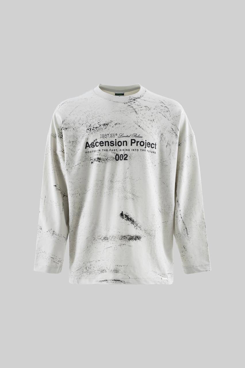 White Marble Print Long Sleeve T-Shirt – Ascension Project Limited Edition