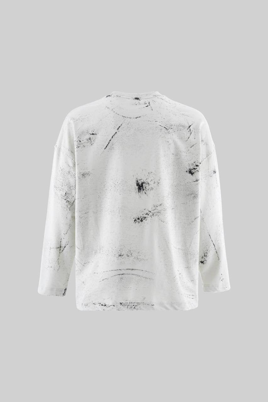 White Marble Print Long Sleeve T-Shirt – Ascension Project Limited Edition